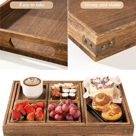 Premium Rustic Solid Wood Serving Trays With Handles