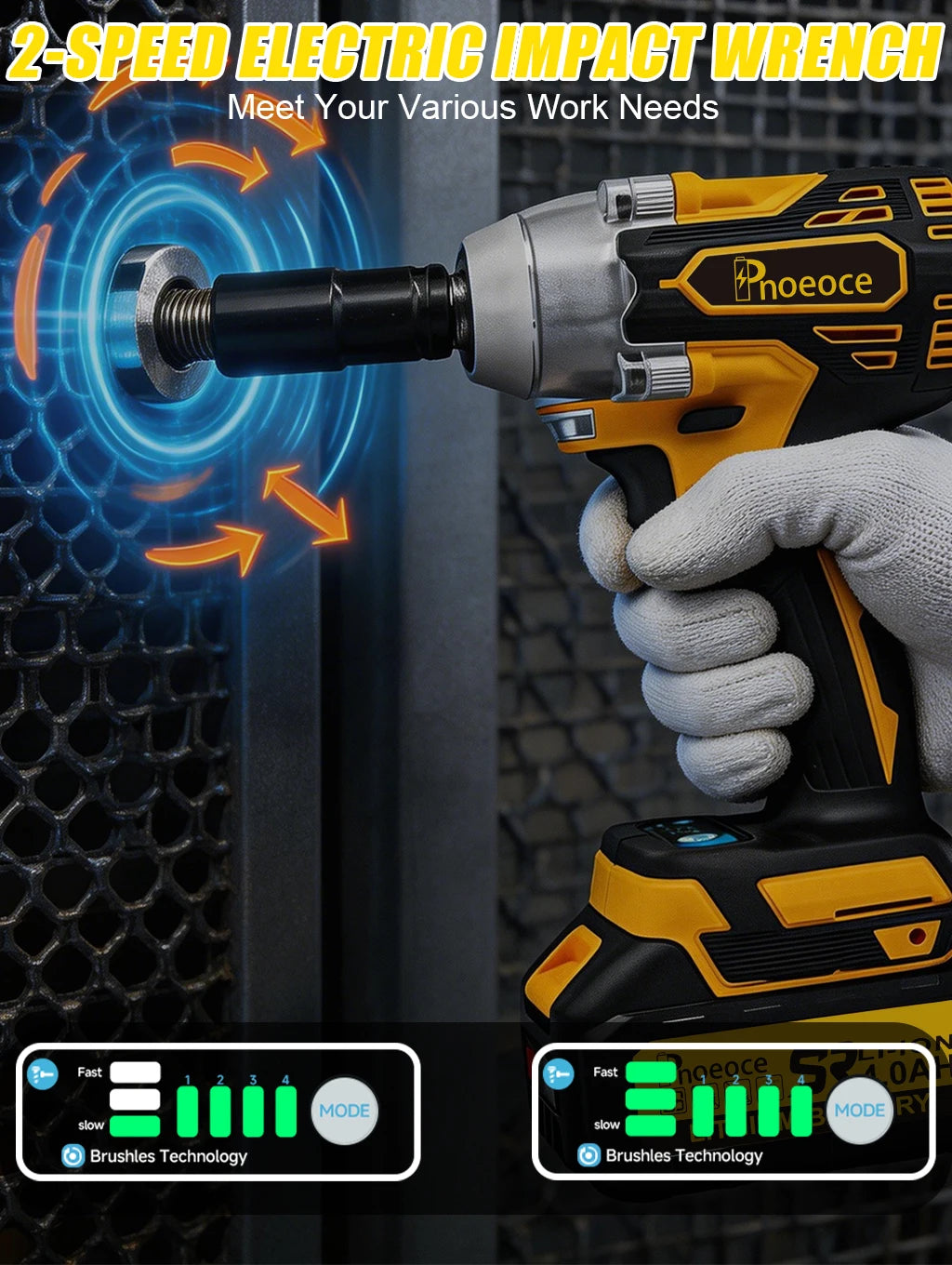 Rhovixstar 20V Brushless Impact Wrench Kit With Battery Charger
