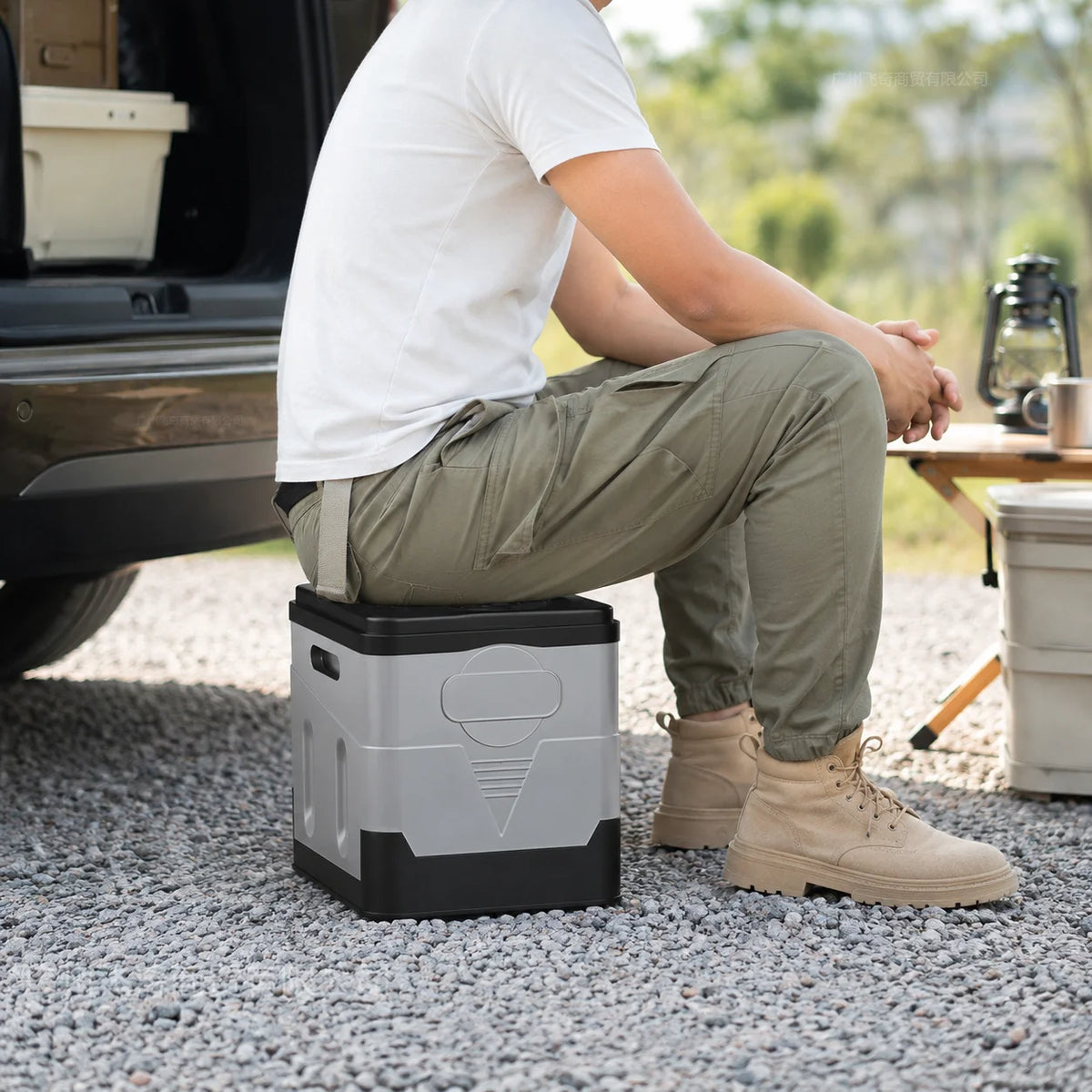 Foldable Portable Car Toilet With Lid And Storage Footstool