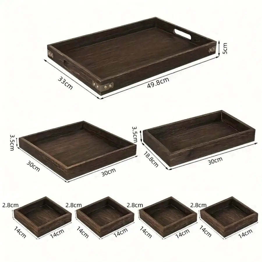 Premium Rustic Solid Wood Serving Trays With Handles