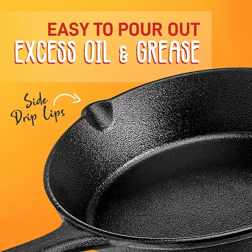 Diamri Pre Seasoned Cast Iron Skillet Trio Cookware Set
