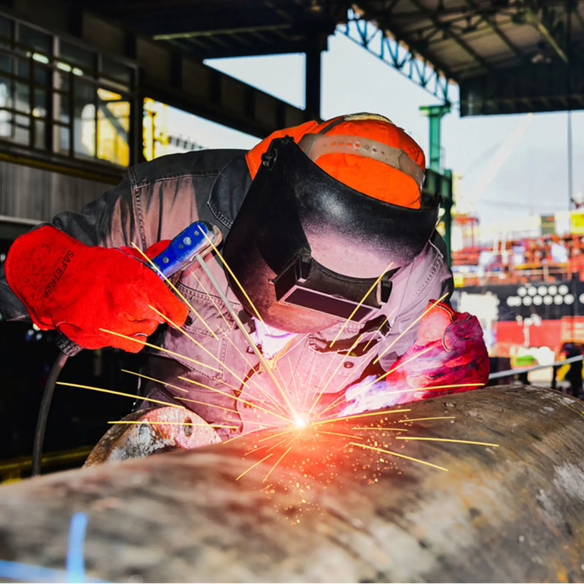 Heavy Duty Cowhide Leather Welding Safety Gloves For Workshop