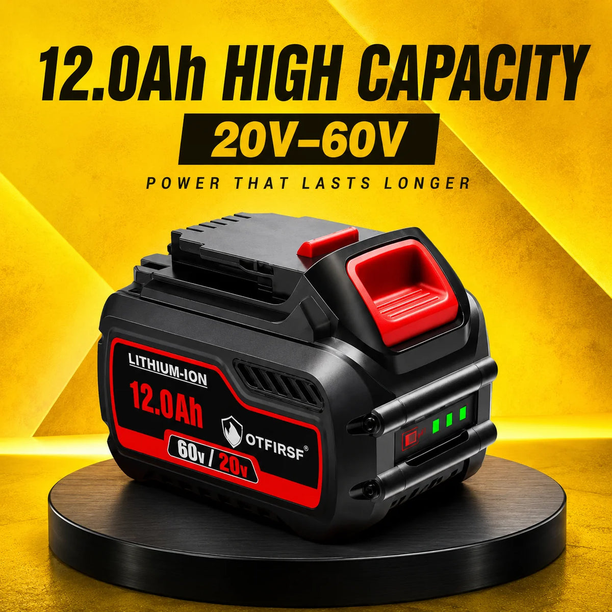 OTFIRSF 20V 12Ah Lithium Ion Battery For DeWalt DCB609
