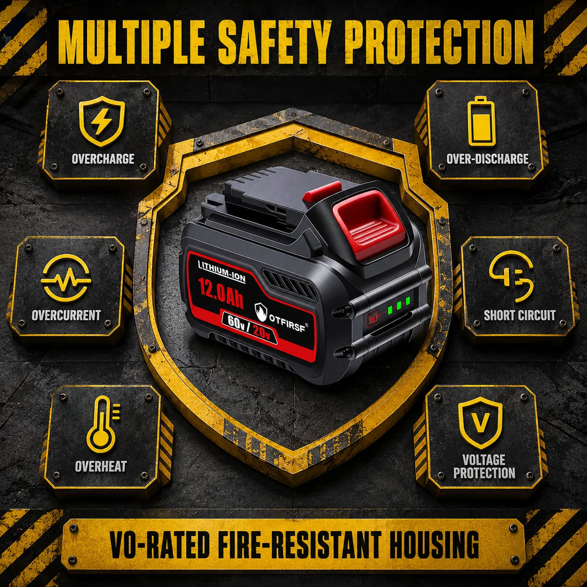 OTFIRSF 20V 12Ah Lithium Ion Battery For DeWalt DCB609