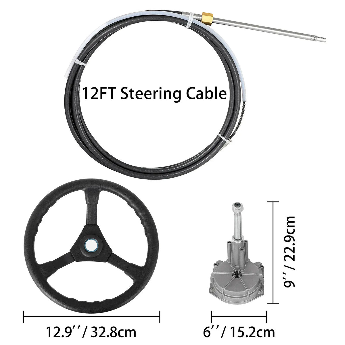 Complete Marine Steering System For Boats Featuring Mechanical Cable