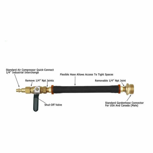 RV Winterizing Blow Out Adapter With Precision Shut Off Valve