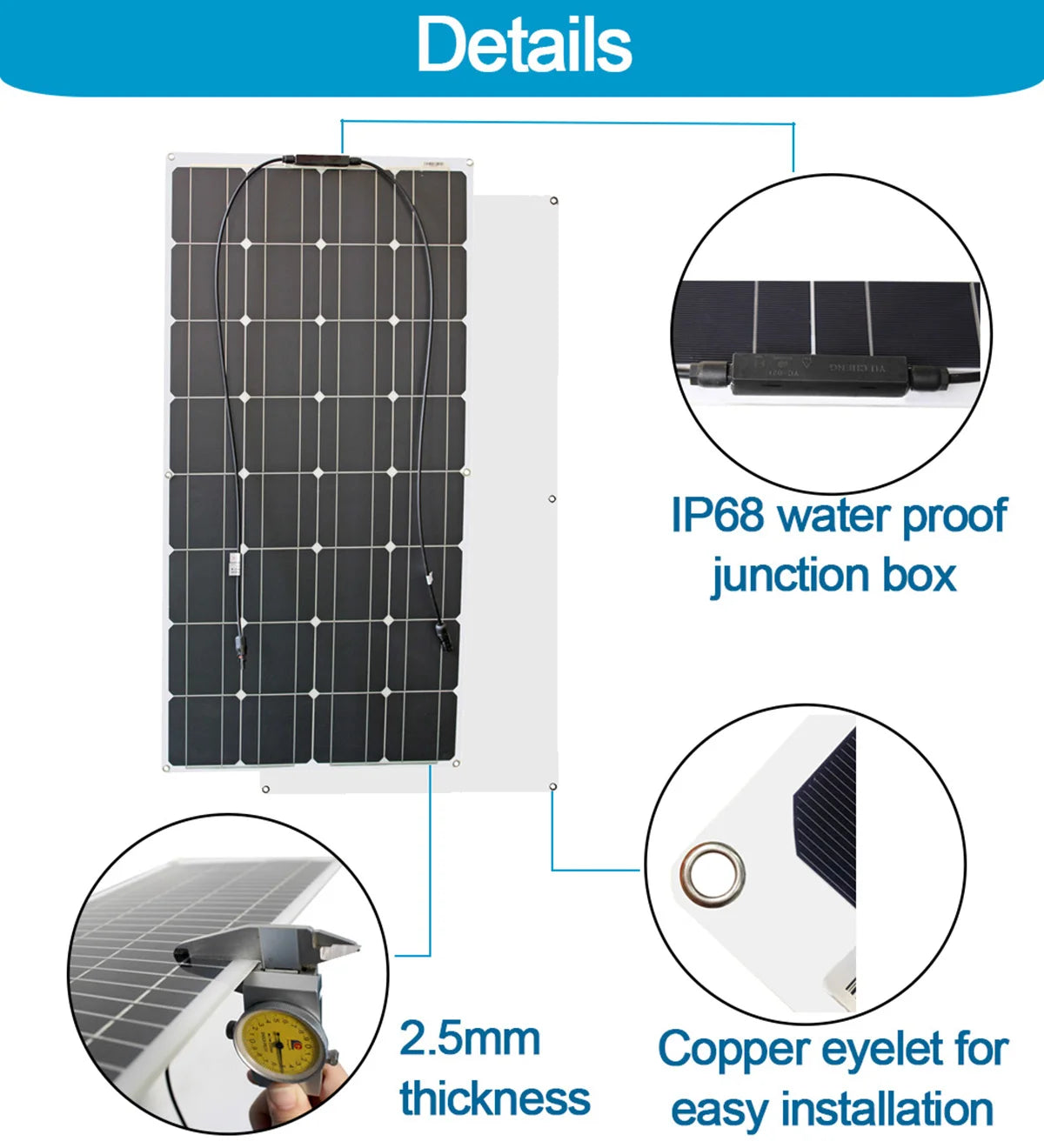 Asunerge 100W 12V Flexible Monocrystalline Solar Panel Kit