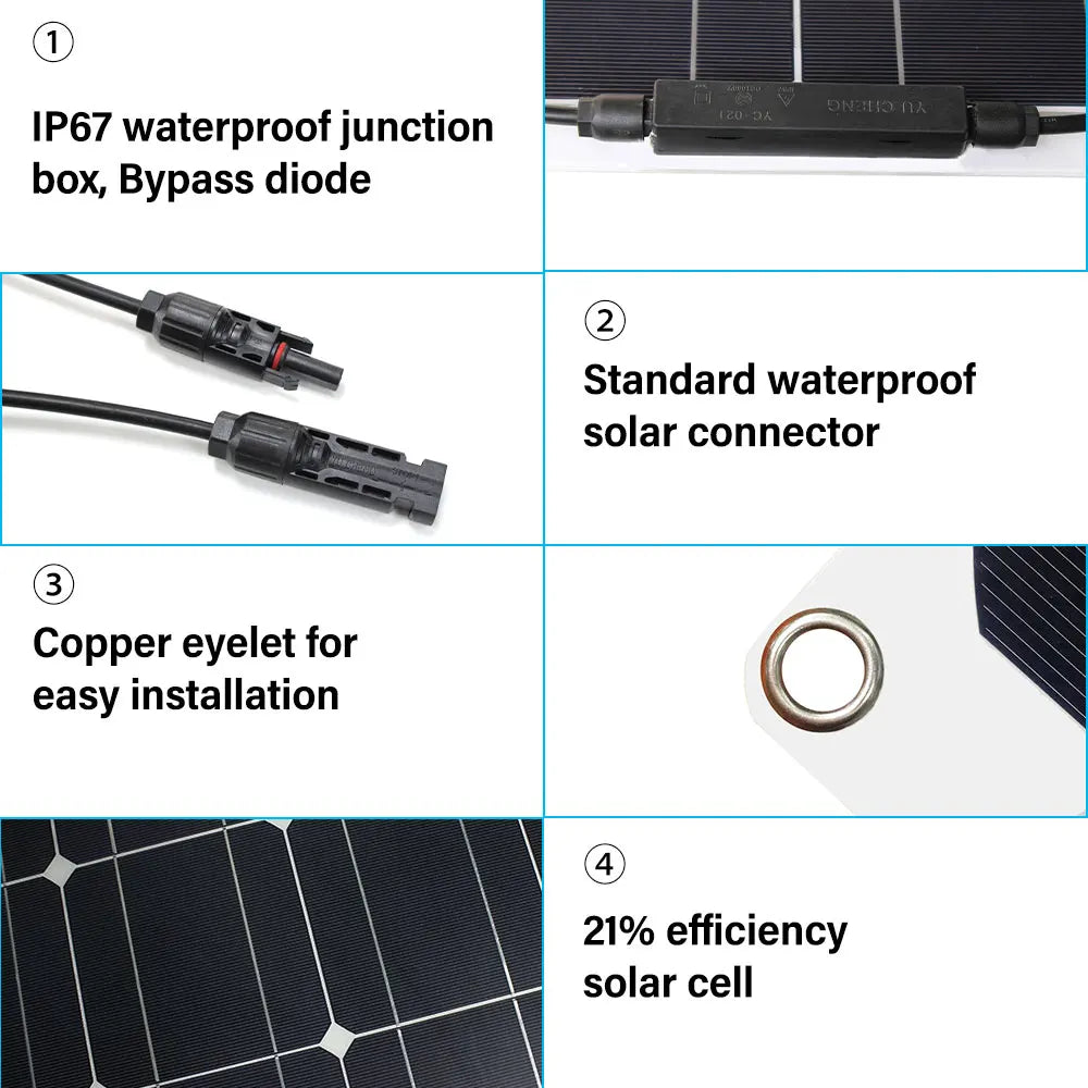 Asunerge Flexible Monocrystalline Solar Panel For Boats And Camper