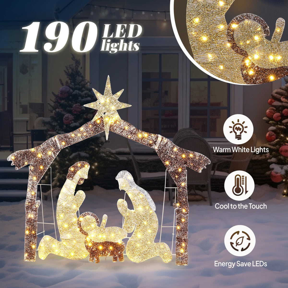 Lighted Nativity Scene Christmas Outdoor Holiday Yard Garden Decoration