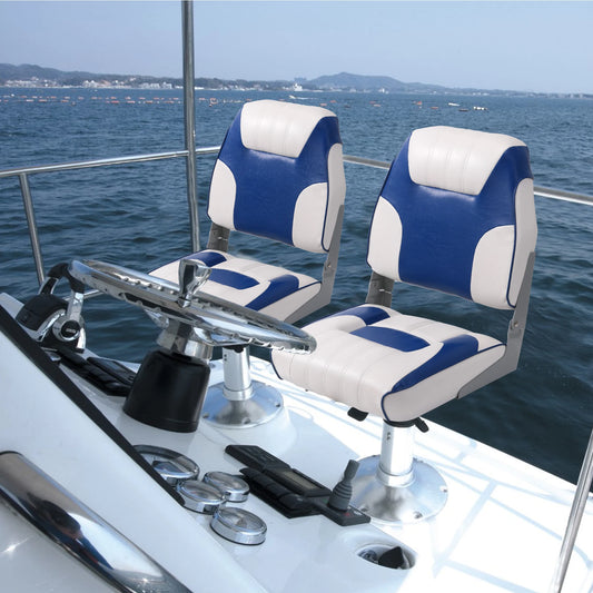 Weather Resistant Folding Boat Seats With Low Back And Padding
