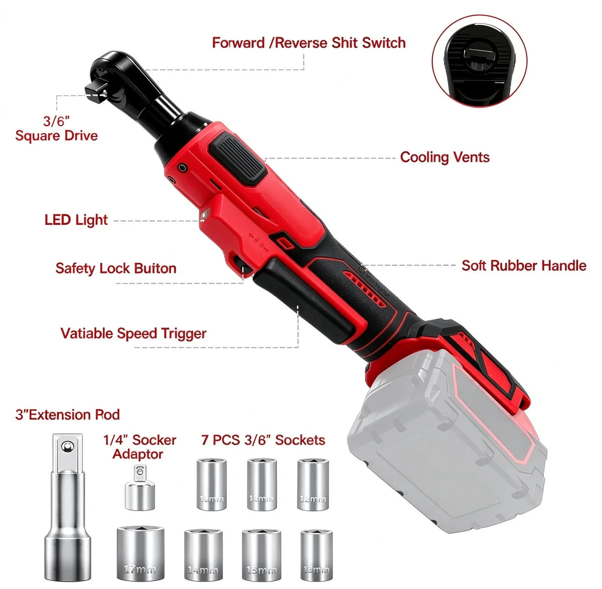 L1NXIXI Cordless Electric Ratchet Wrench Compatible With Milwaukee M18