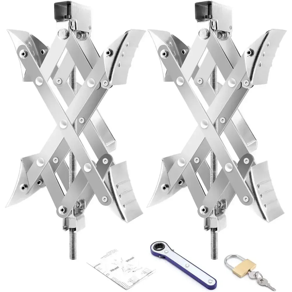 Scissor Style Tandem Axle Wheel Chock Trailer Stabilizer Pair