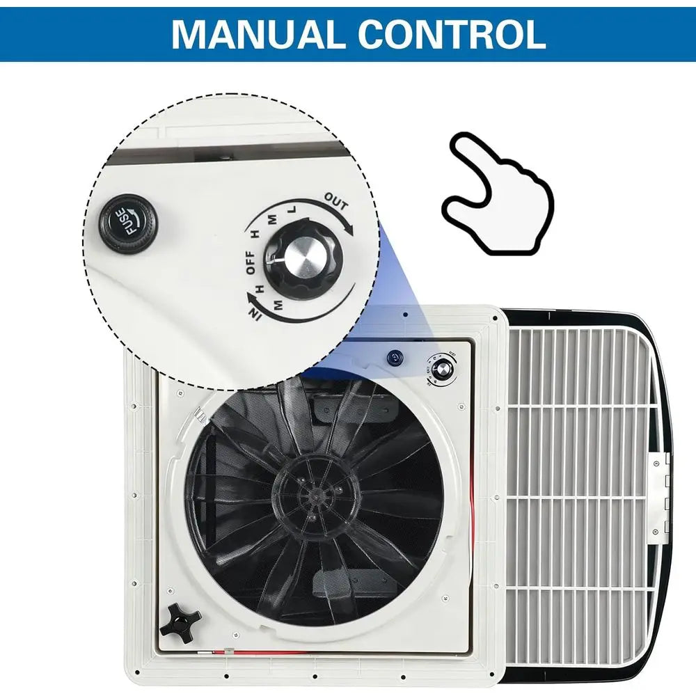 Manual RV Roof Vent Fan With Rain Shield Reversible Airflow