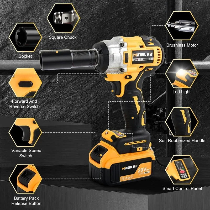 Cordless Brushless Impact Wrench, 1/2-Inch Drive, Variable Speed