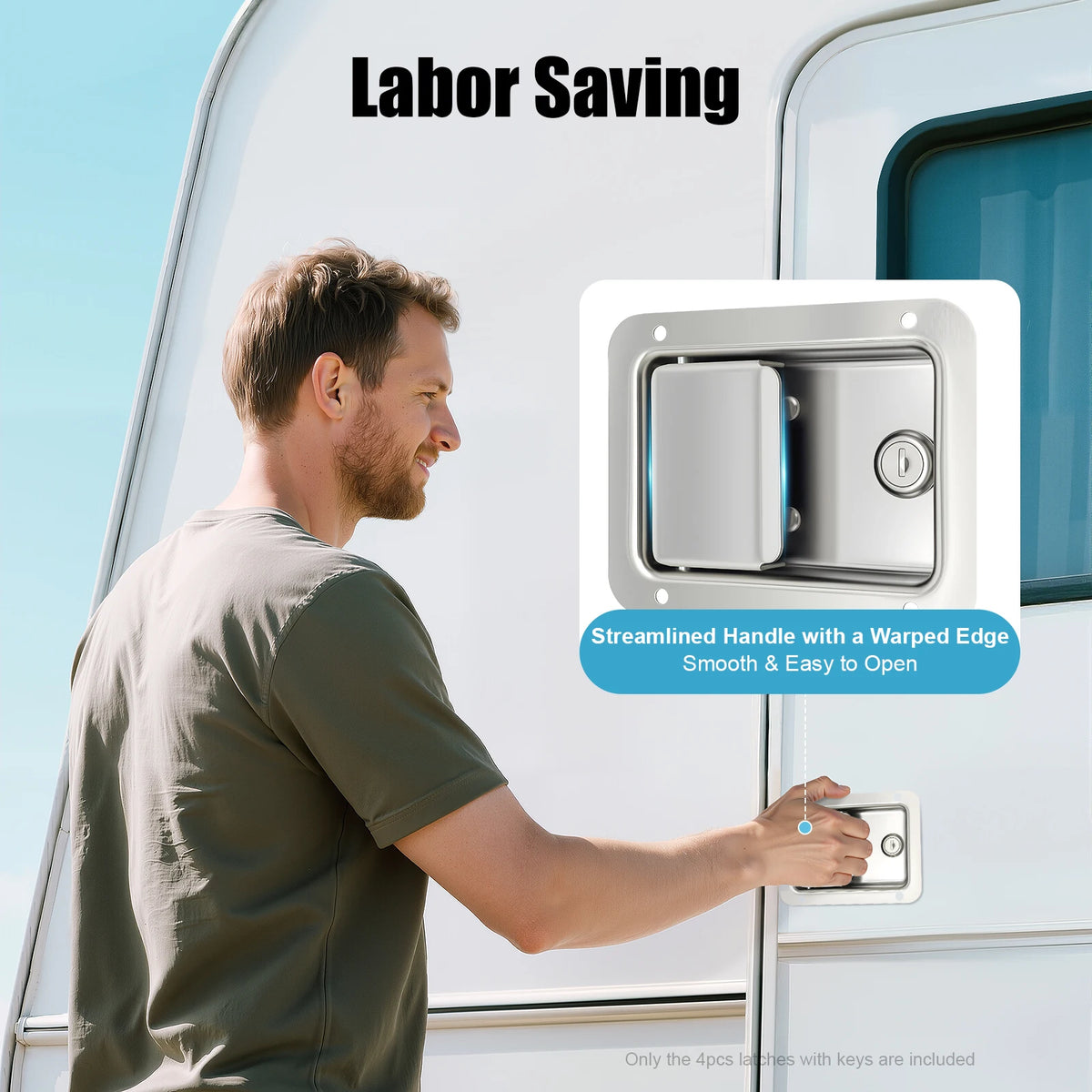 Bymaocar 4 Piece Stainless Steel Trailer Tool Box Latch Set