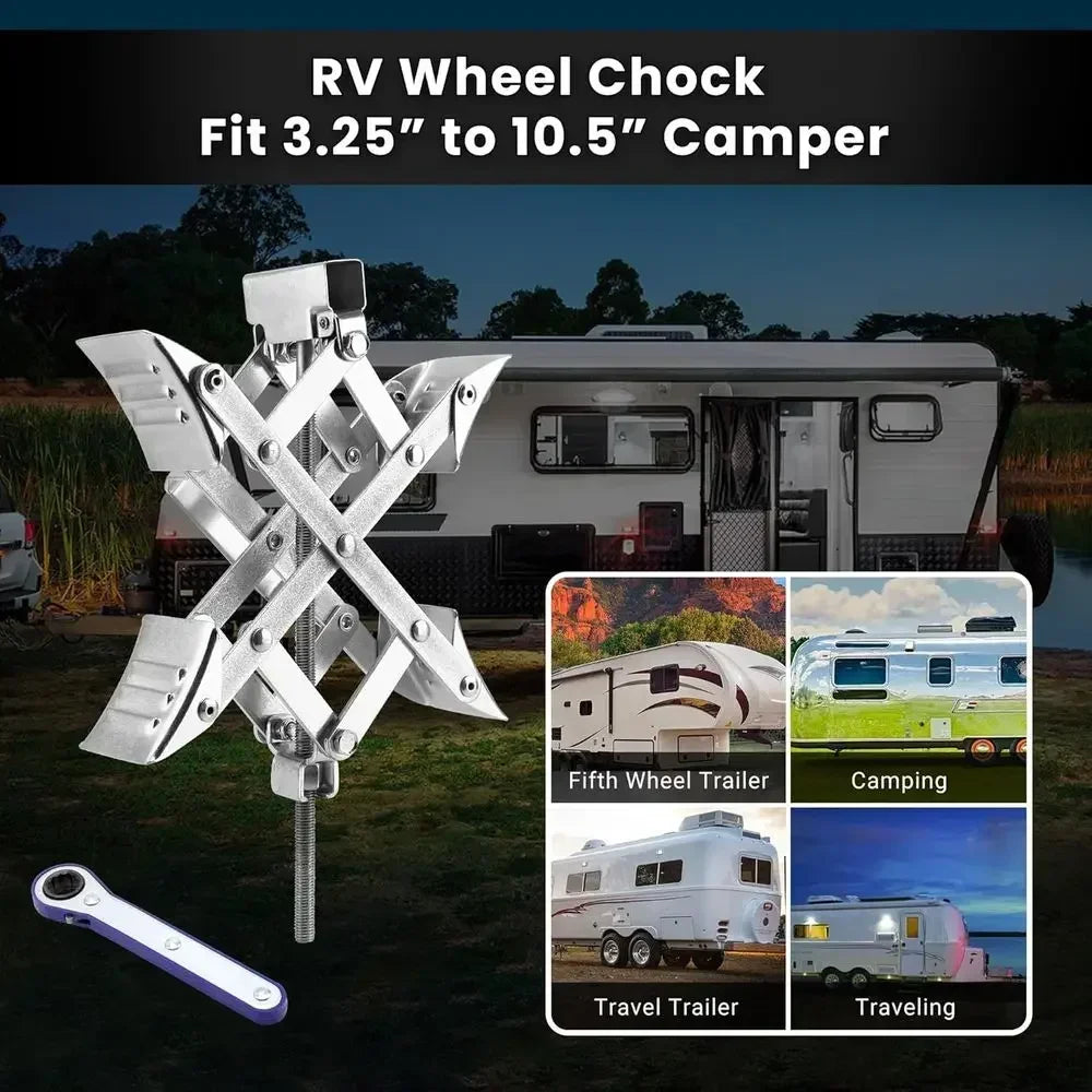 Scissor Style Tandem Axle Wheel Chock Trailer Stabilizer Pair