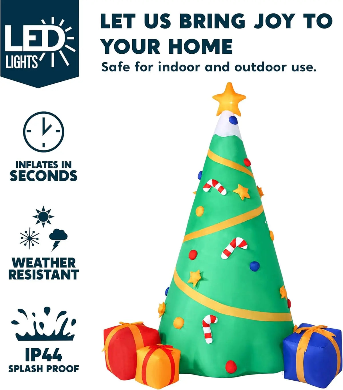 Joyfy Lighted Inflatable Christmas Tree With Built In Projection Decor