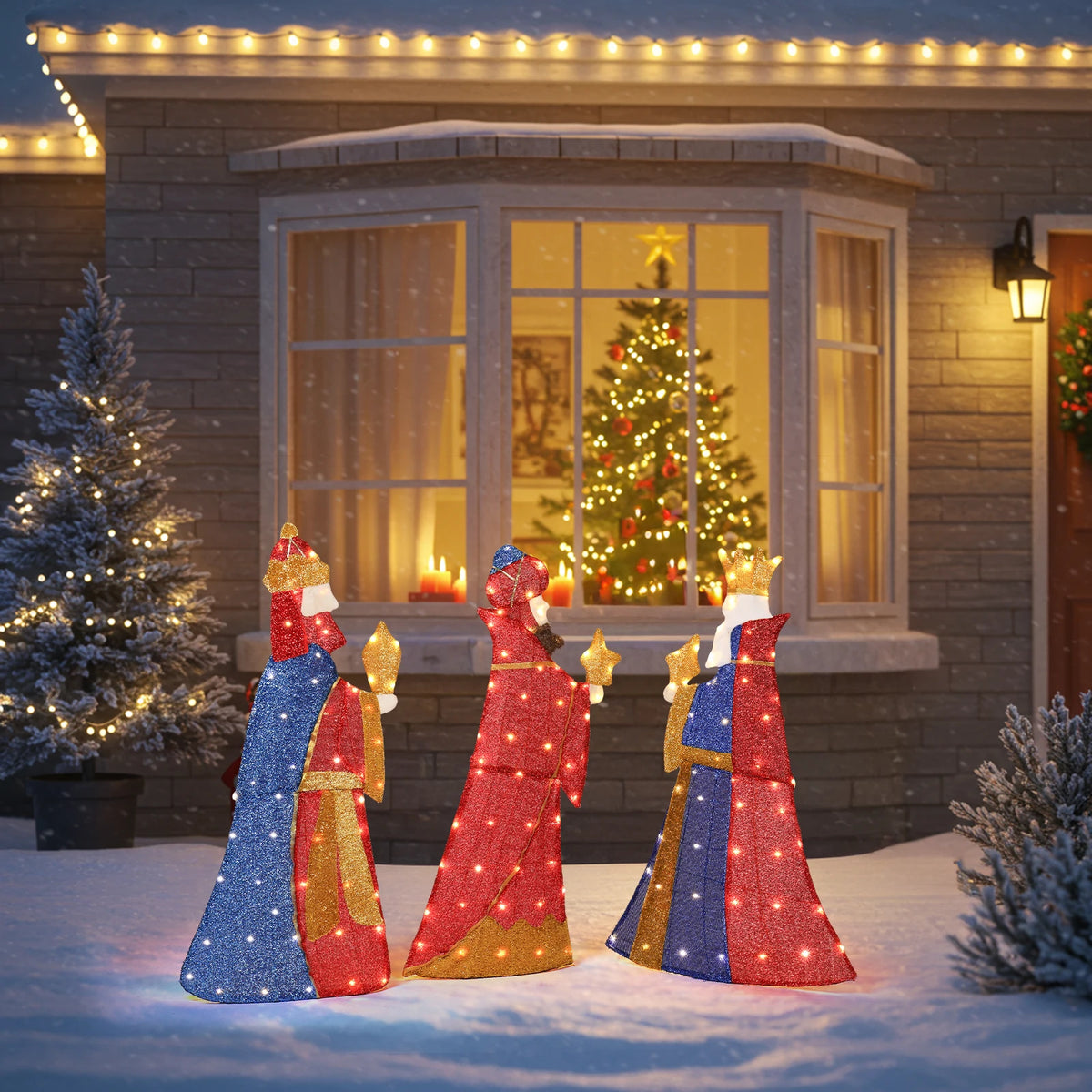 Set Of 3 Lighted Three Wise Men Christmas Yard Decorations