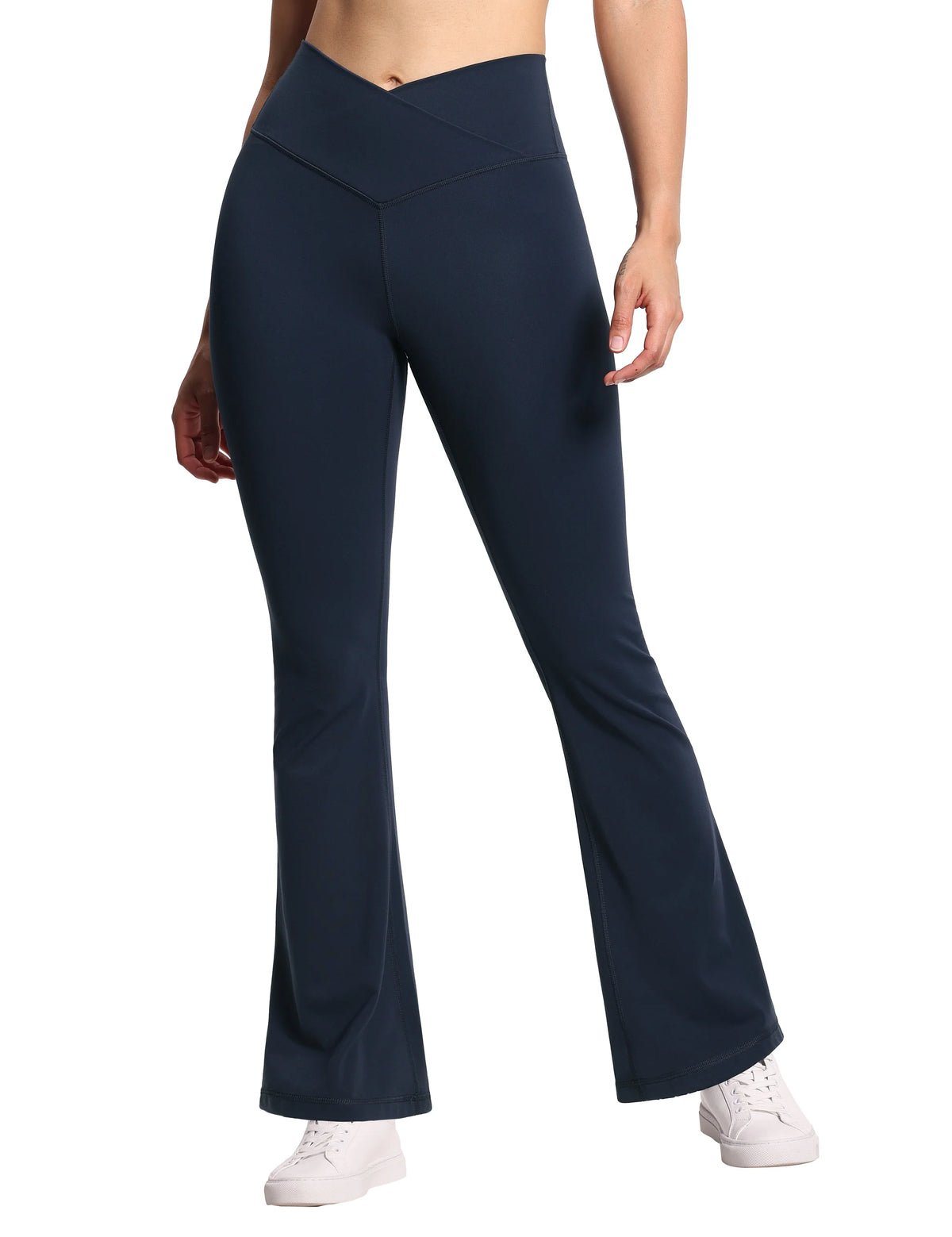 The Gym People Crossover High Waisted Flare Yoga Pants