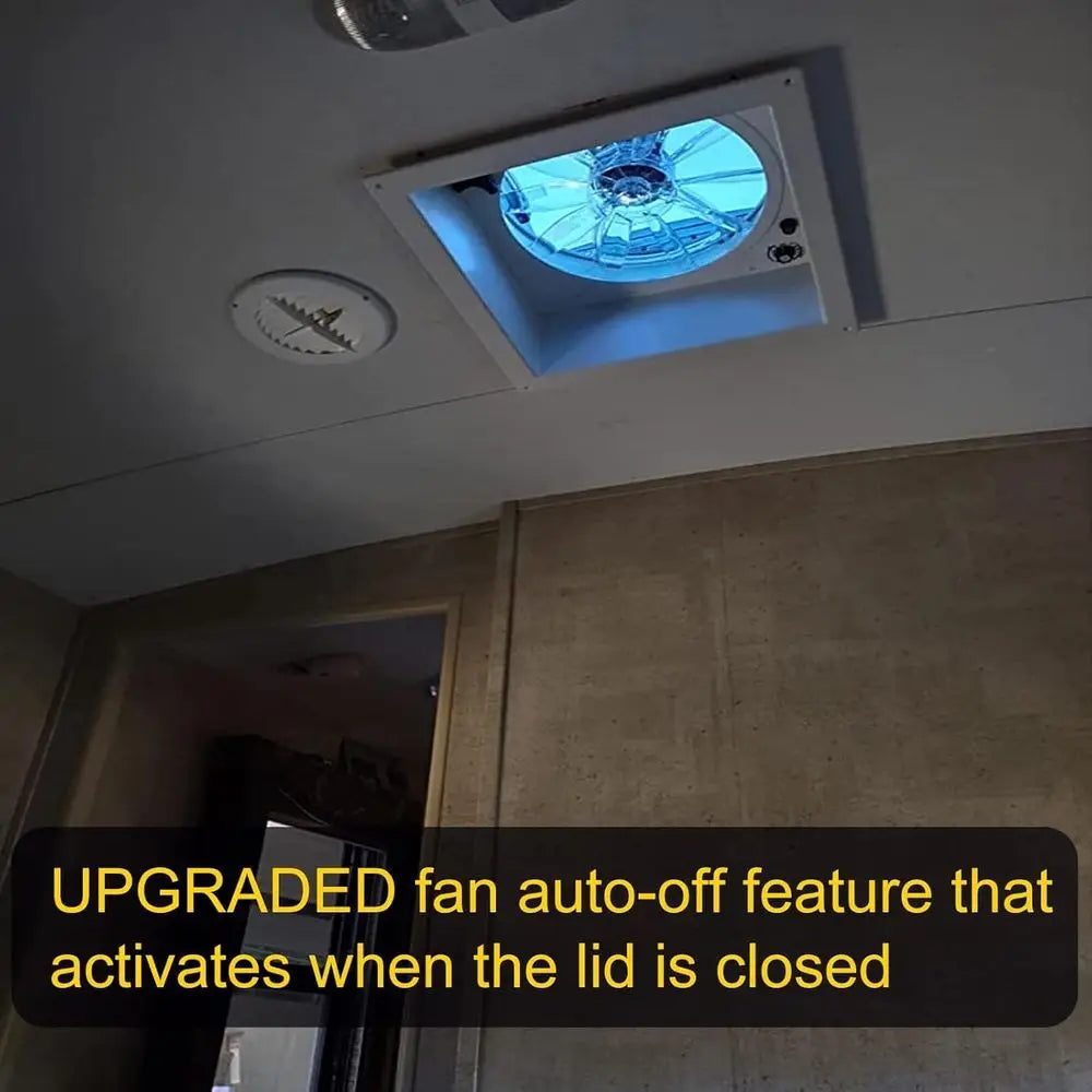 RV Roof Vent Fan with Rain Sensor, Automatically Closes the Cover When Rain Is Detected