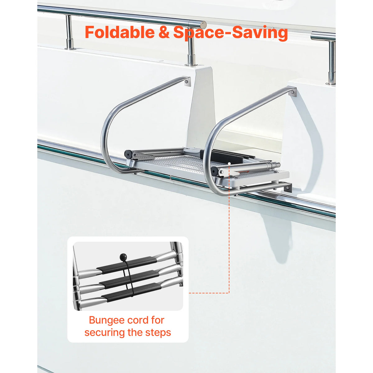 Folding SucceBuy Telescoping Stainless Steel Ladder