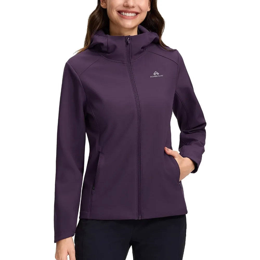 Pioneer Camp Women Softshell Jacket Fleece Lined Waterproof Hooded Windbreaker