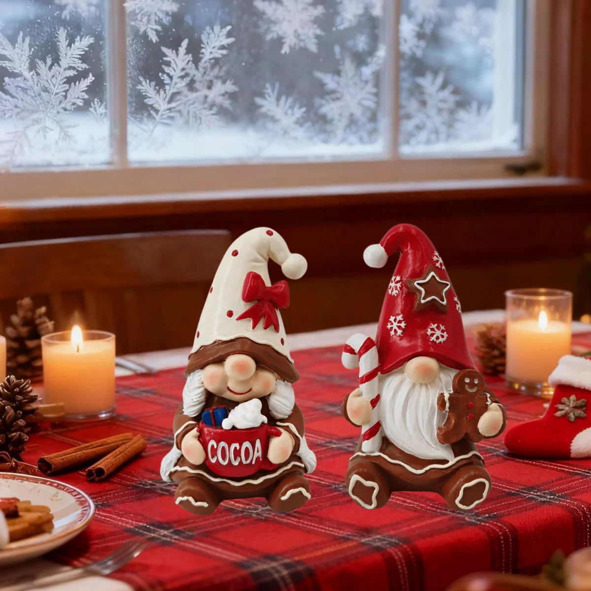 Christmas Resin Gingerbread Gnome Figurine Home Decor Ornament