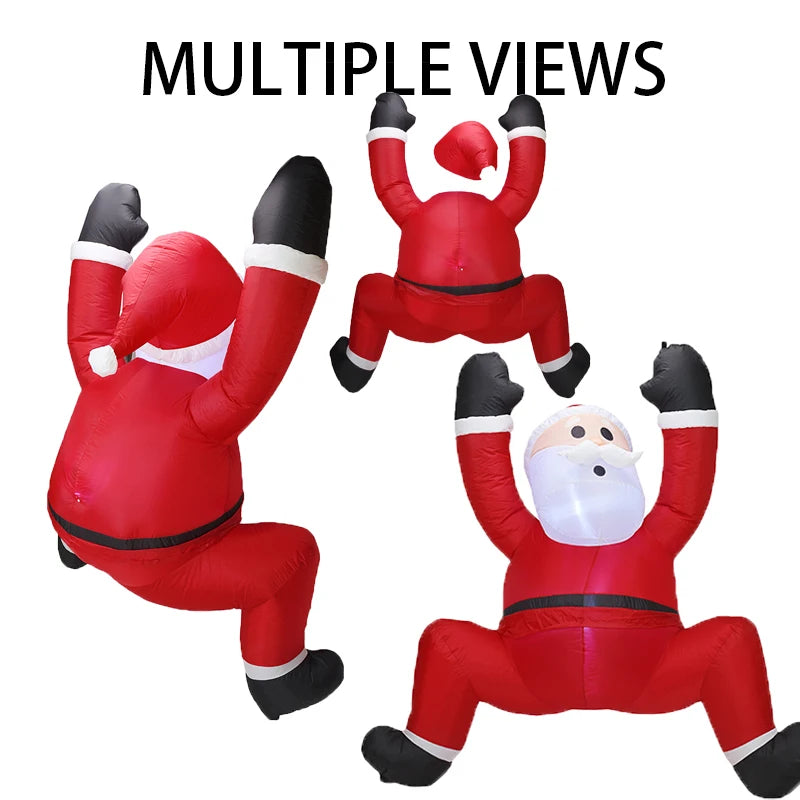 Inflatable Climbing Santa With Led Lights For Christmas Yard Decor