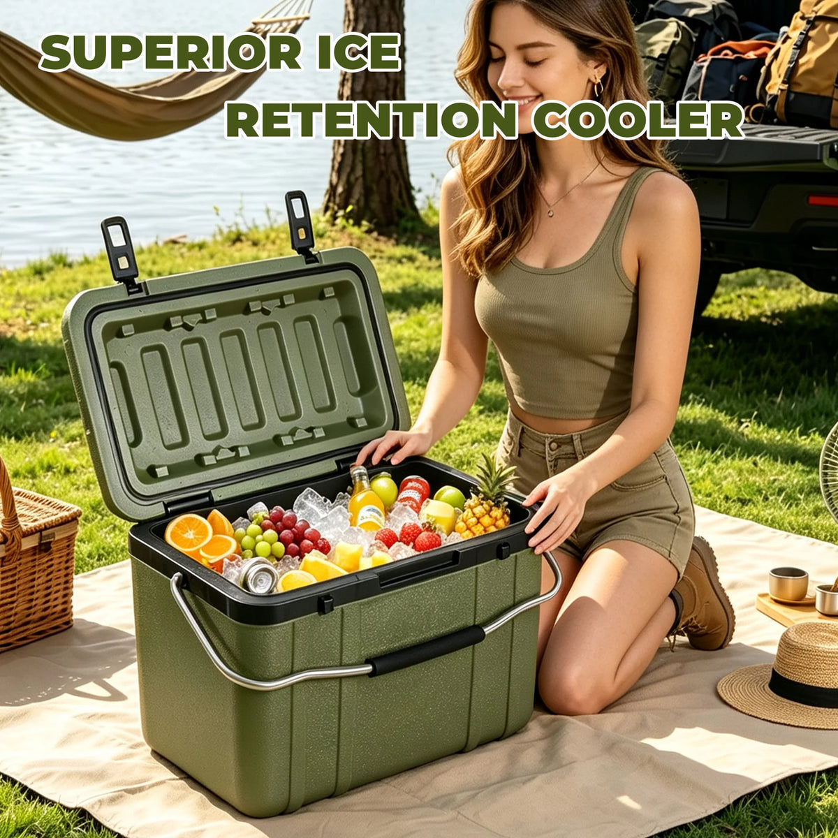 Heavy Duty Hard Shell Insulated Cooler With Superior Ice Retention