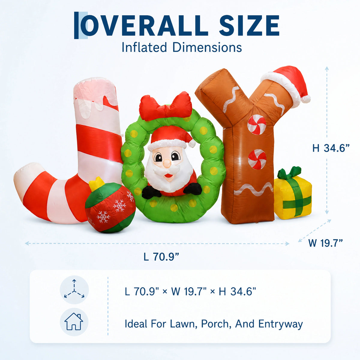 Lighted Christmas Inflatable Joy Sign Outdoor Holiday Yard Decoration