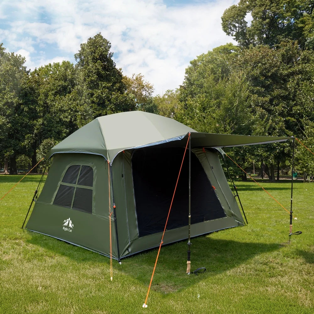 Night Cat Four Person Pop Up Blackout Cabin Camping Tent