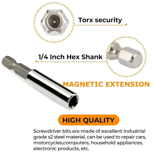 Professional Magnetic Security Bit Set With Quick Release Extension Tool