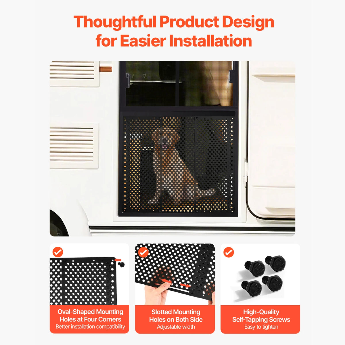 Adjustable RV Screen Door Protector With Breathable Honeycomb Panel