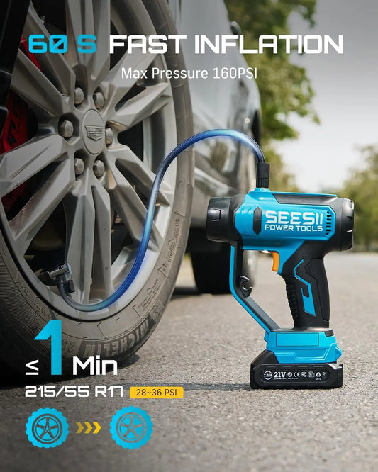 Seesii Portable Cordless Tire Inflator And Car Vacuum Cleaner