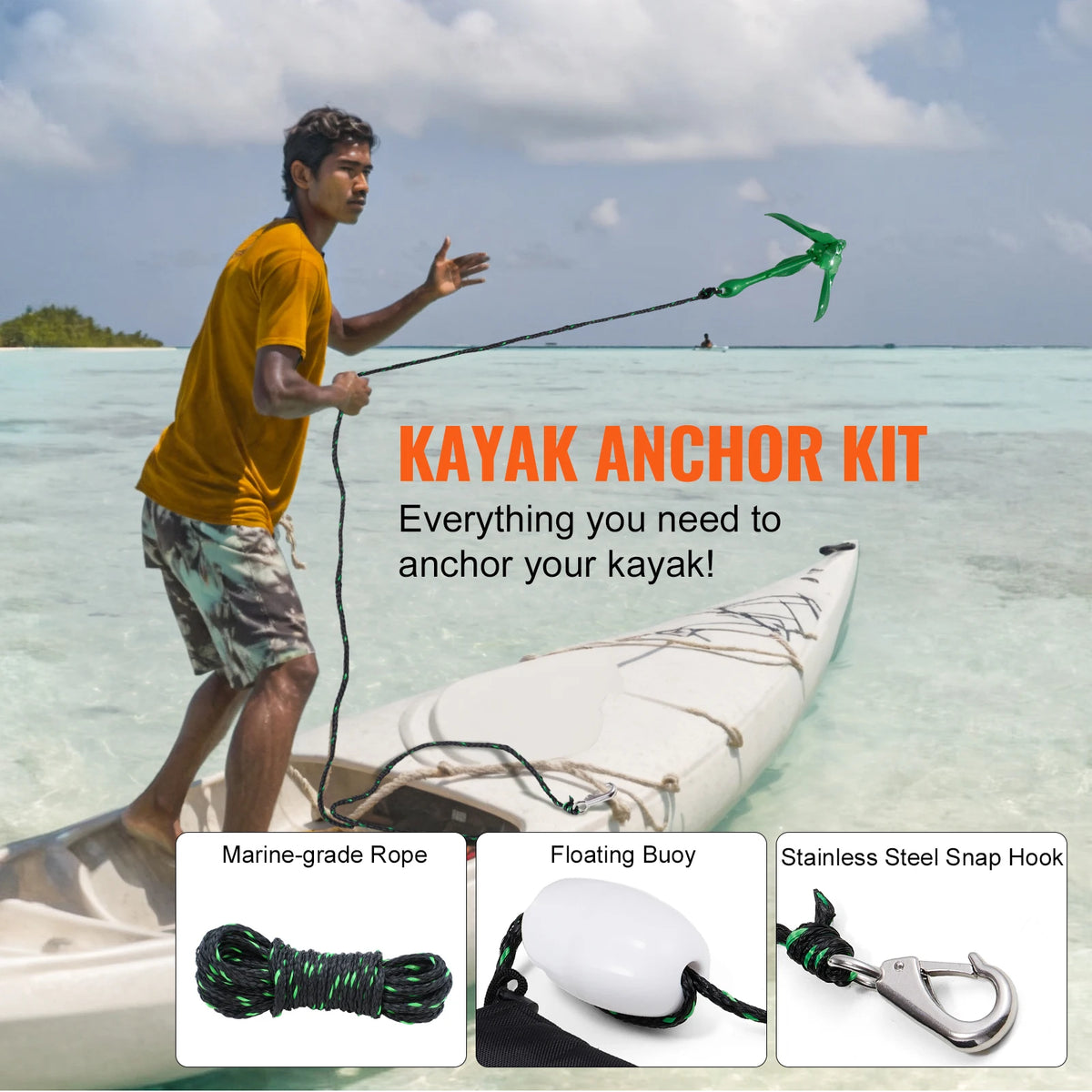 SucceBuy Folding Kayak And Paddle Board Anchor Kit Bundle