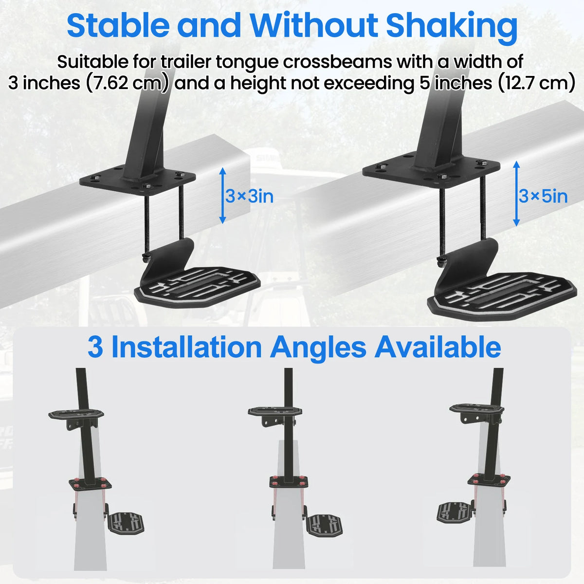 Heavy Duty Steel Boat Trailer Steps With Adjustable Handrail