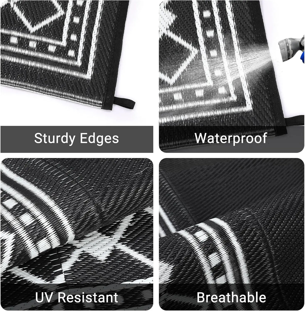 Twister Waterproof Reversible Outdoor Patio Rug For Deck