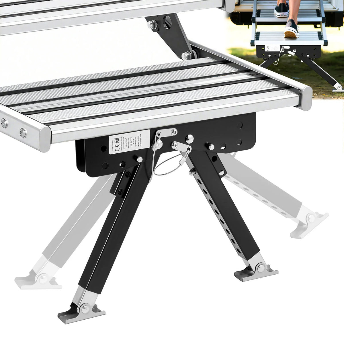 SucceBuy Height Adjustable RV Step Stabilizer Kit For Campers