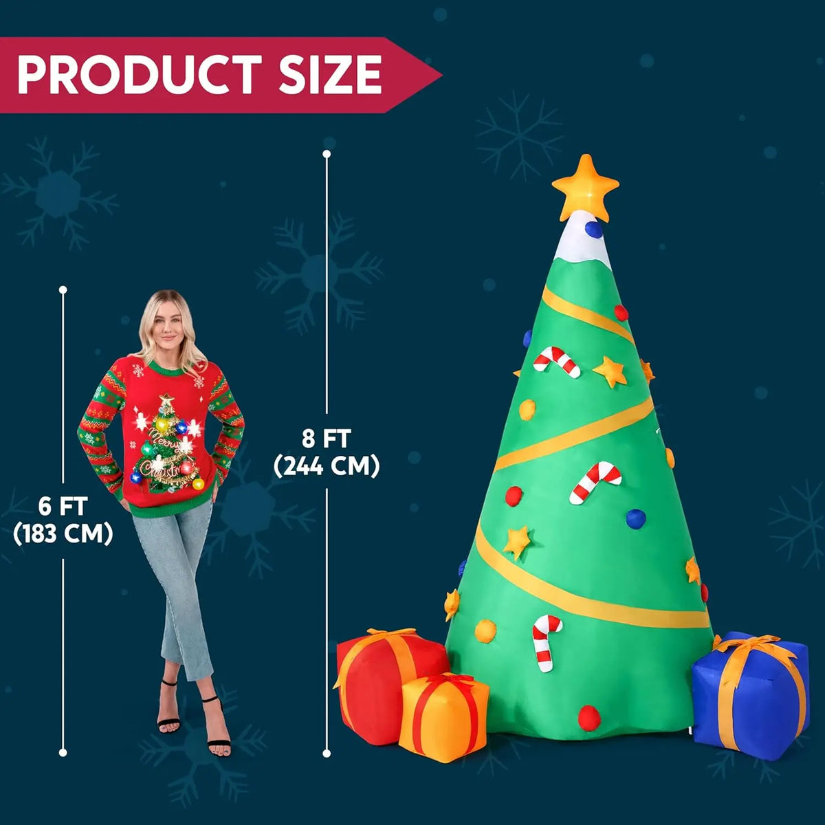 Joyfy Lighted Inflatable Christmas Tree With Built In Projection Decor