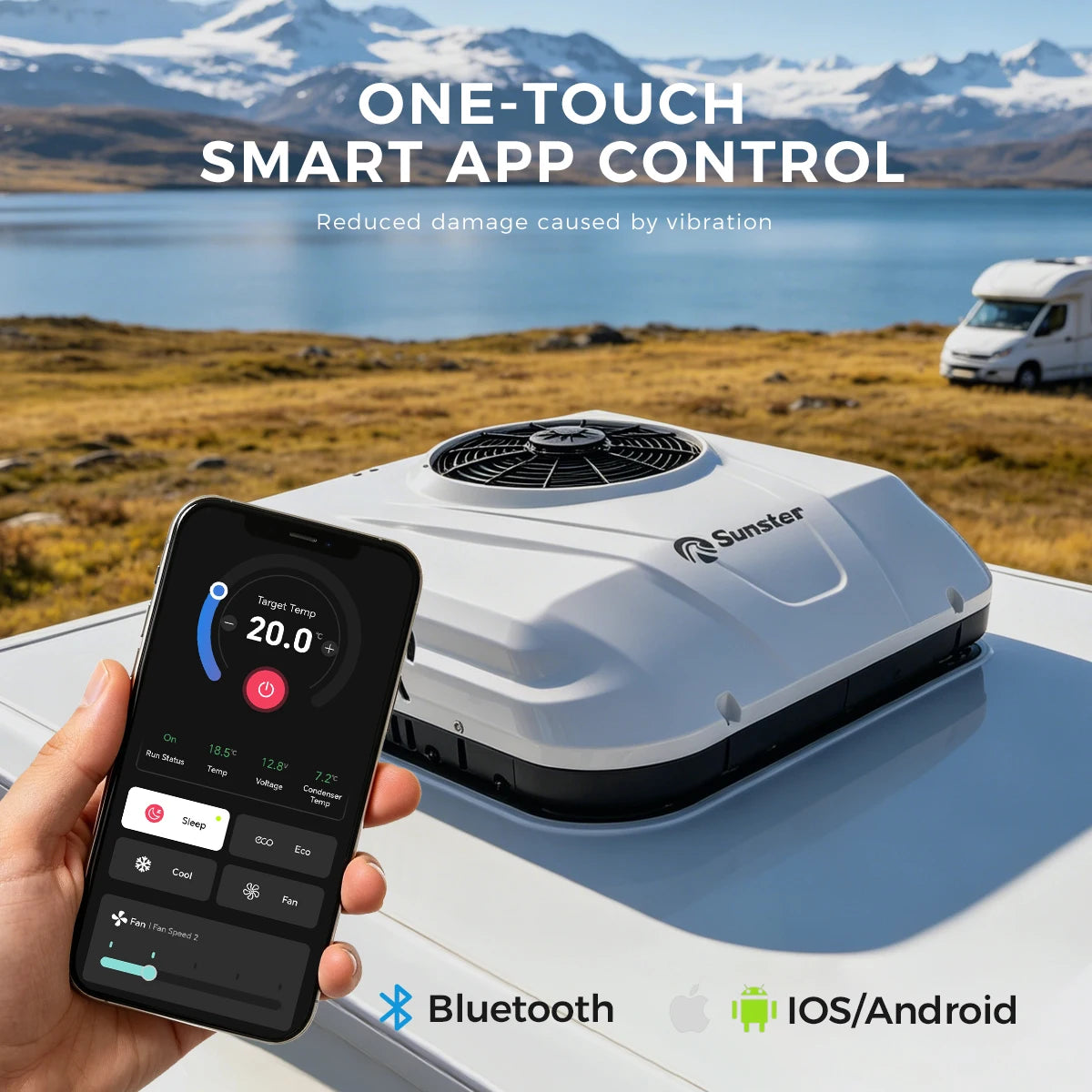 Sunster 12V Bluetooth Rooftop Parking Air Conditioner With LED