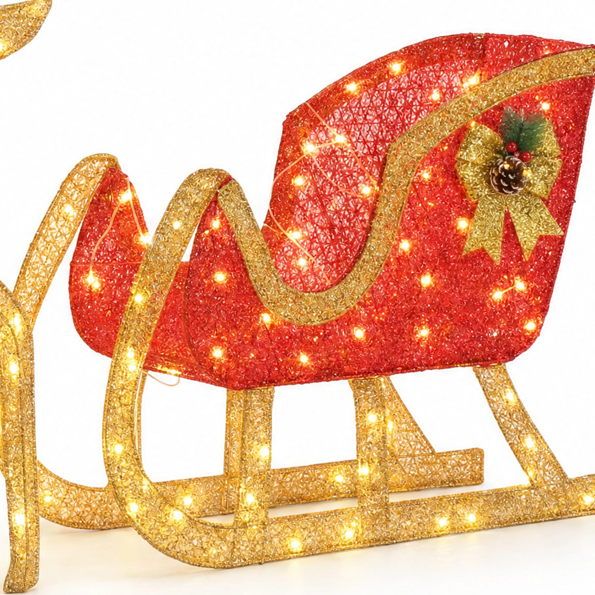 Illuminated Christmas Reindeer Sleigh Outdoor Garden LED Ornament