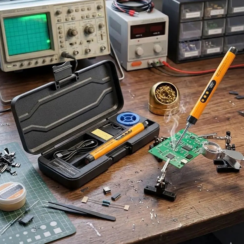 Rechargeable Mini Soldering Iron With Adjustable Temperature Led Display