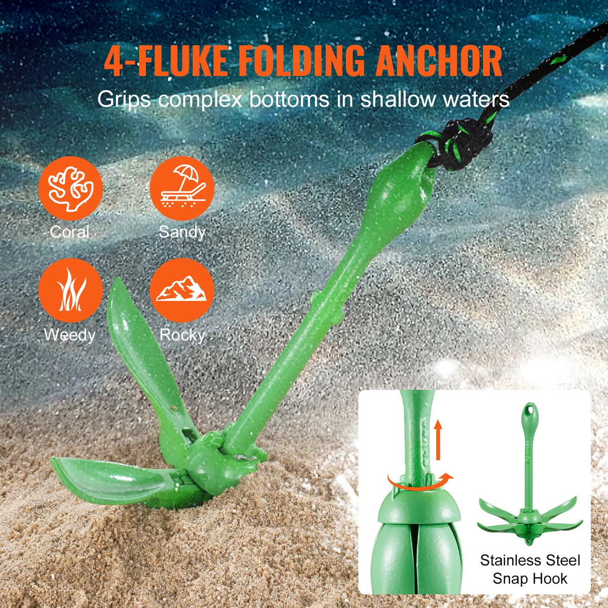 SucceBuy Folding Kayak And Paddle Board Anchor Kit Bundle