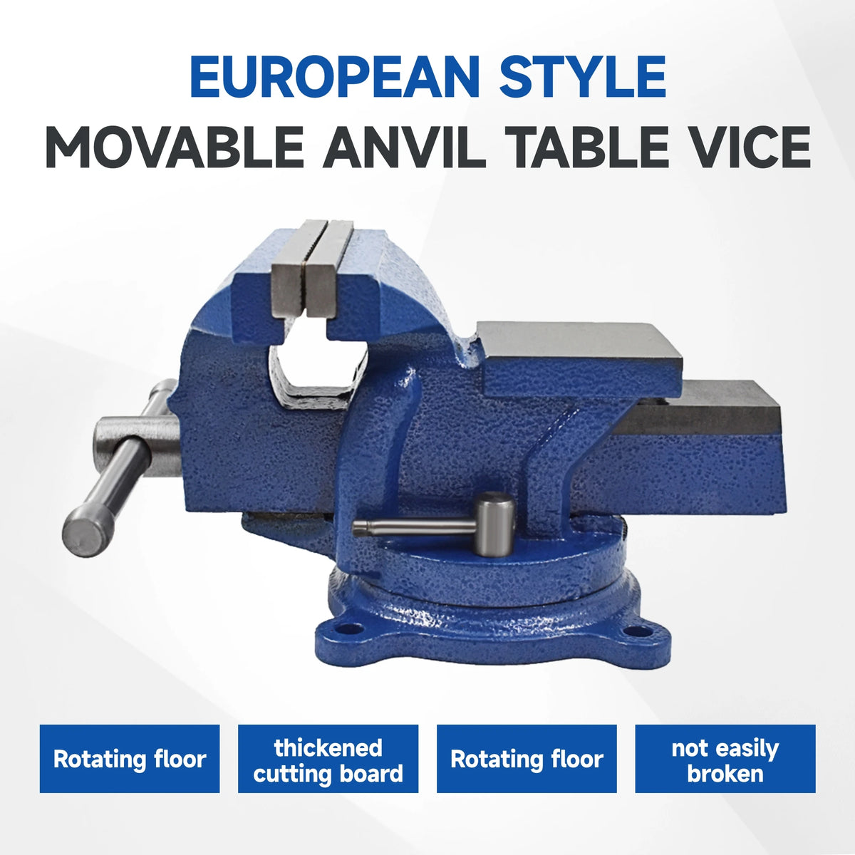 Industrial Cast Iron Bench Vise With Swivel Base And Anvil