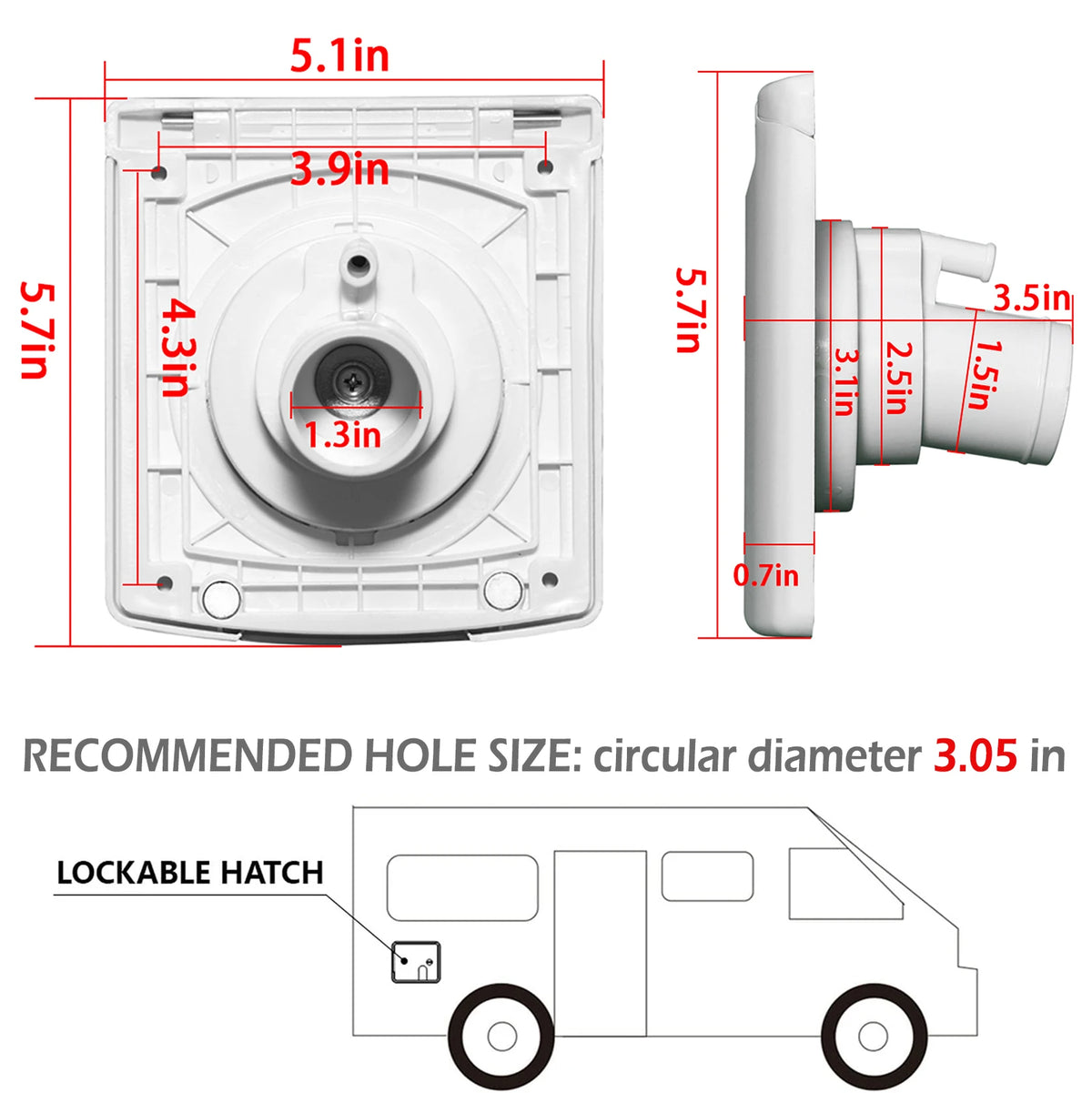 HWHongRV RV Fresh Water Inlet With Bayonet Style Cover