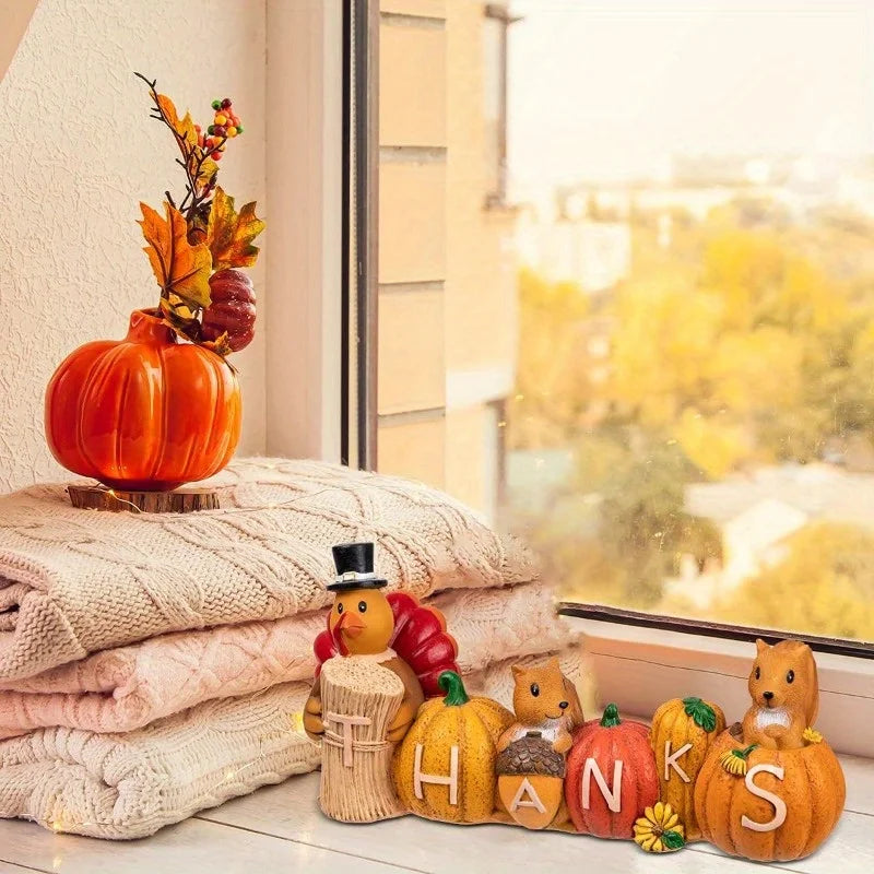 Joyfy Thanksgiving Pumpkin Turkey Tabletop Centerpiece Set