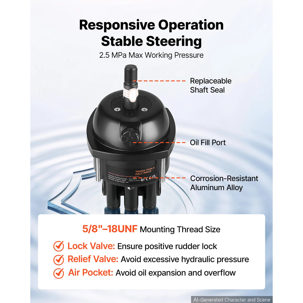 SucceBuy Marine Hydraulic Steering Kit With Helm Pump And Hoses