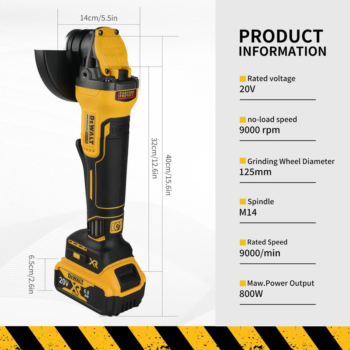 DeWalt 20V Max Brushless Angle Grinder E Clutch Protection
