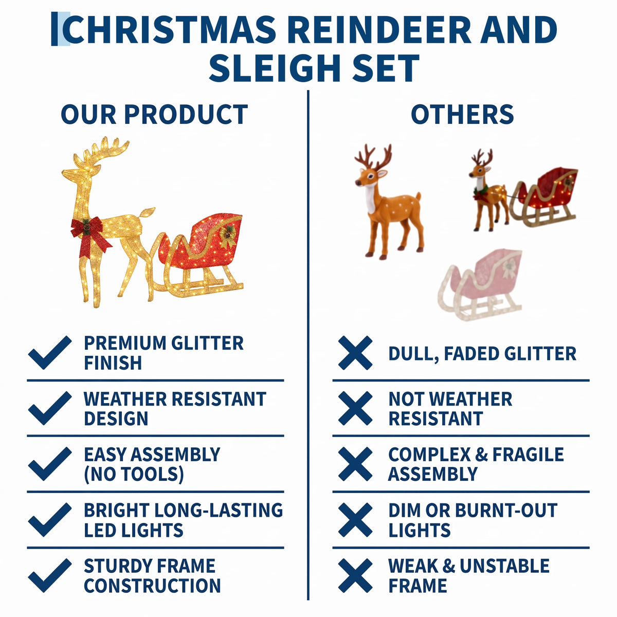 Illuminated Christmas Reindeer Sleigh Outdoor Garden LED Ornament
