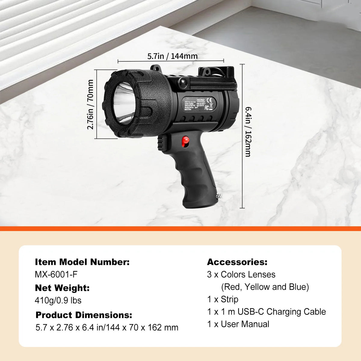 Professional Rechargeable Spotlight With Four Modes For Outdoor Camping Travel